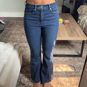 LOFT High Rise Dark Blue Flare Jeans